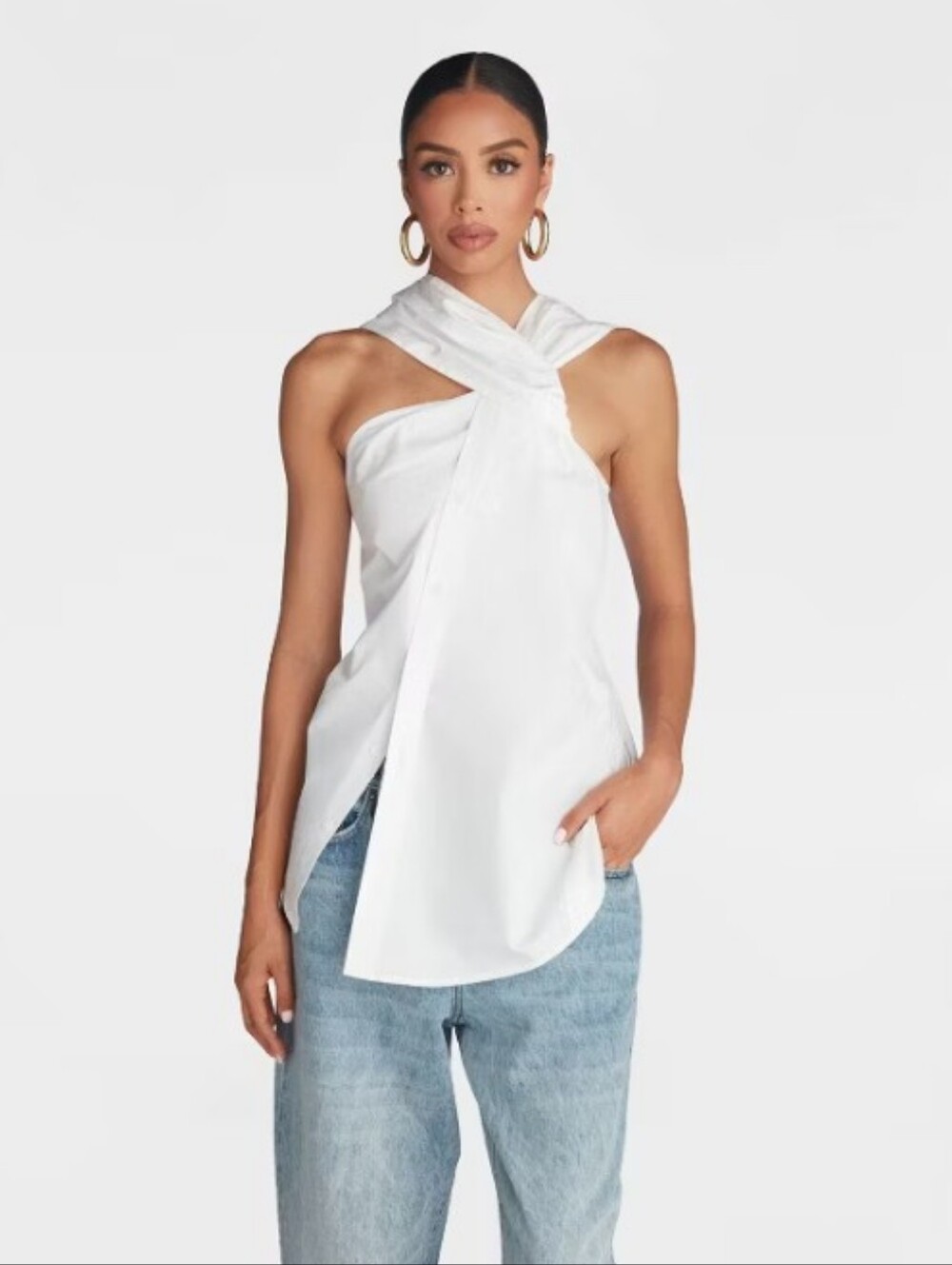 KBB by KAHLANA Women's 'The Twist Neck Poplin Shirt